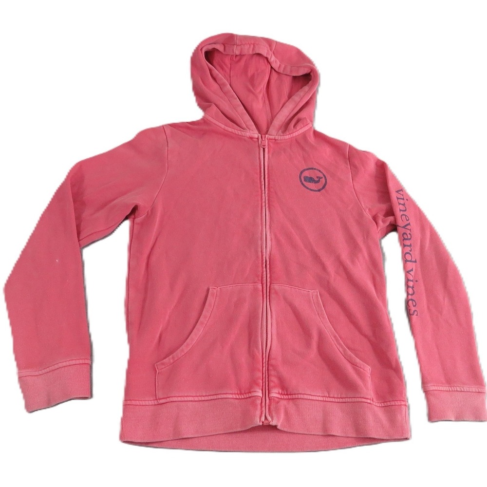 Vineyard Vines Hoodie Women L Pink Full‎ Zip Americana Flag Whale Graphic Fleece